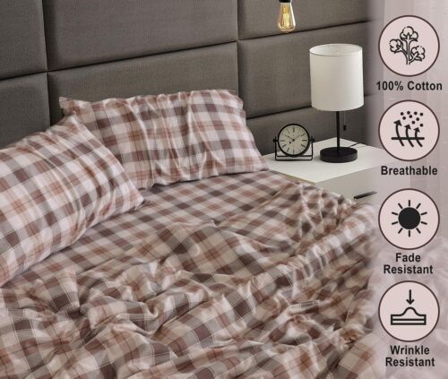 100% Cotton Flannel Sheet Set Deep Pockets Breathable Warm 170 GSM Cozy Soft - Image 452