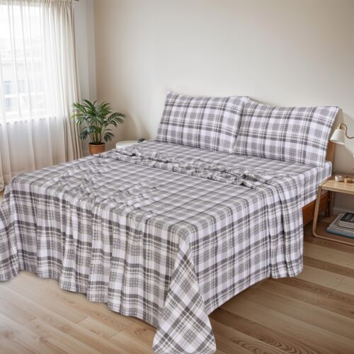 100% Cotton Flannel Sheet Set Deep Pockets Breathable Warm 170 GSM Cozy Soft - Image 478