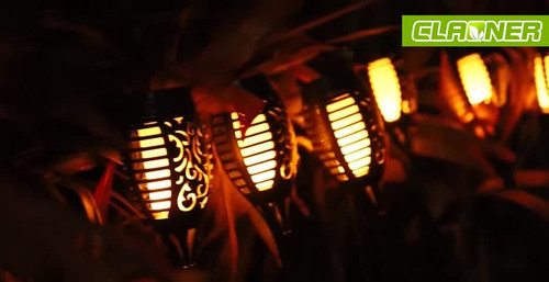 6Pack Flickering LED Solar Flame Tiki Torch Lights Outdoor Garden Yard Lawn Lamp - Image 3