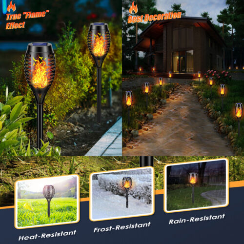 6Pack Flickering LED Solar Flame Tiki Torch Lights Outdoor Garden Yard Lawn Lamp - Image 4