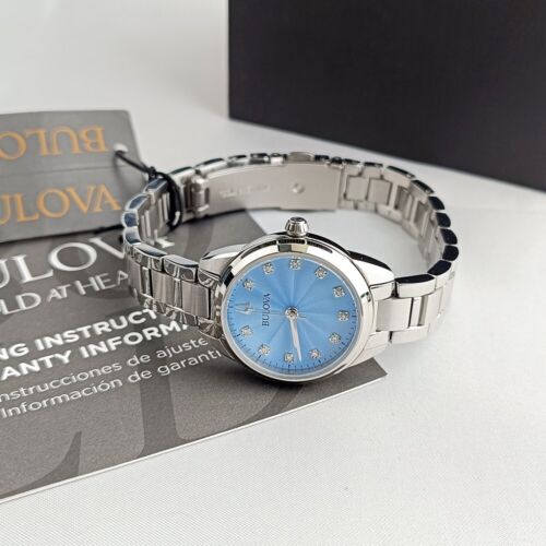 New Bulova Sutton 96P250 Diamond Blue Dial Quartz Stainless Steel Women's Watch - Image 3