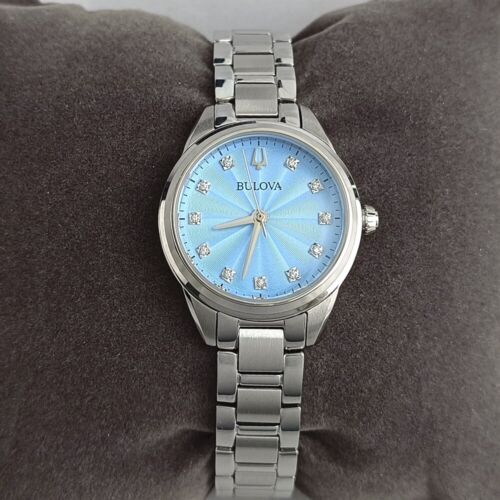 New Bulova Sutton 96P250 Diamond Blue Dial Quartz Stainless Steel Women's Watch - Image 10