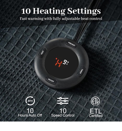 84" x 90" Electric Heated Plush Blanket Queen Size Dual Controllers 10 Heating.. - Image 8