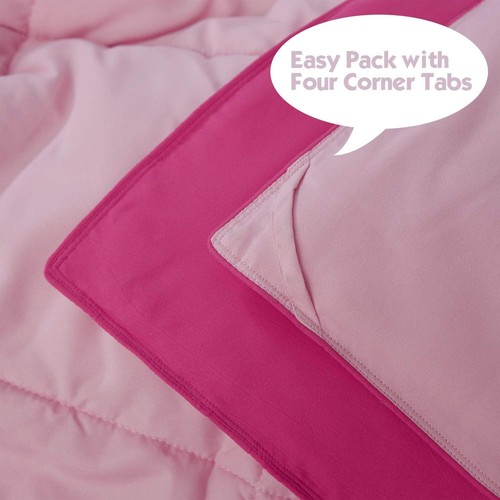 3pc Queen Size Comforter Set - All Season Reversible Down Full/Queen Pink - Image 3