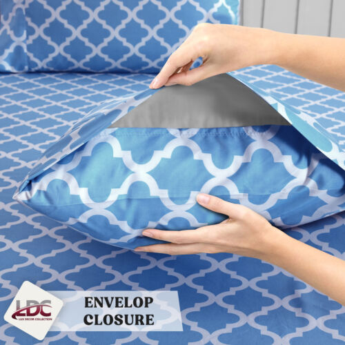 Bed Sheet Set 4 Piece Printed Deep Pocket Luxury Brushed Microfiber Sheets - Image 13