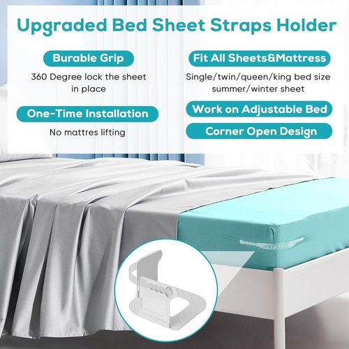 4x Upgraded Bed Sheet Mattress Holder Fastener Grippers Firm Tight Easy Install - Image 7