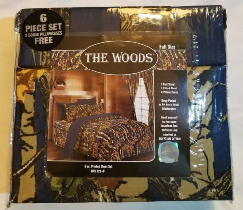 NAVY BLUE CAMO SHEET SET!! FULL SIZE BEDDING 6 PC CAMOUFLAGE DARK WOODS - Image 3