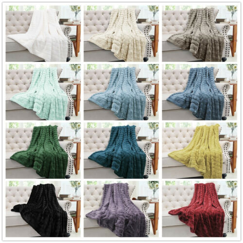 Super Soft Mink Throw Blanket Striped Design Cozy Warm Lightweight Gift Idea - Image 4