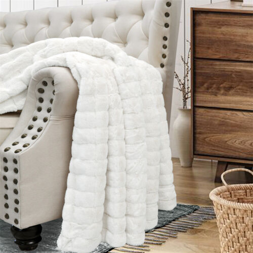 Super Soft Mink Throw Blanket Striped Design Cozy Warm Lightweight Gift Idea - Image 6