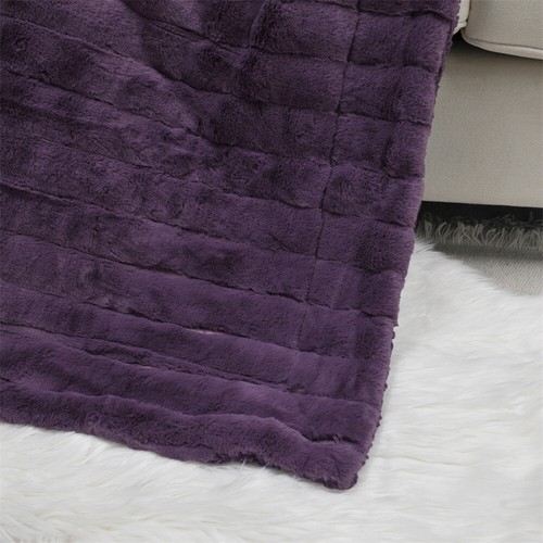 Super Soft Mink Throw Blanket Striped Design Cozy Warm Lightweight Gift Idea - Image 32