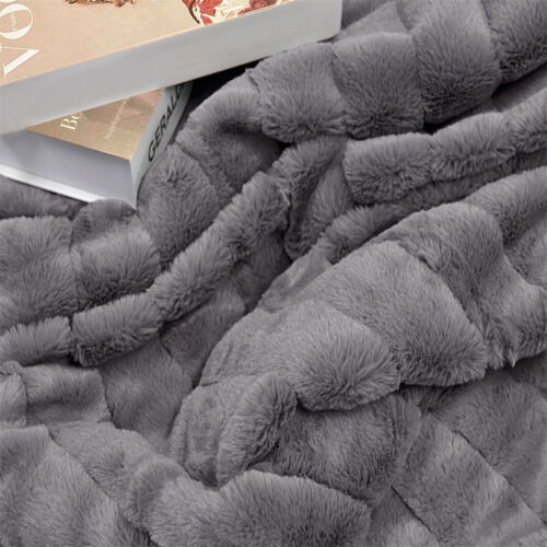 Super Soft Mink Throw Blanket Striped Design Cozy Warm Lightweight Gift Idea - Image 239