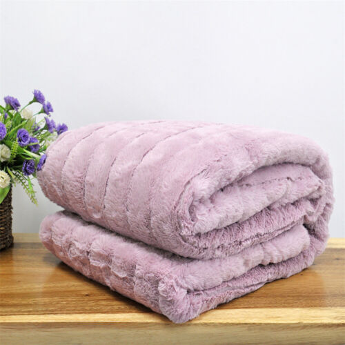 Super Soft Mink Throw Blanket Striped Design Cozy Warm Lightweight Gift Idea - Image 260