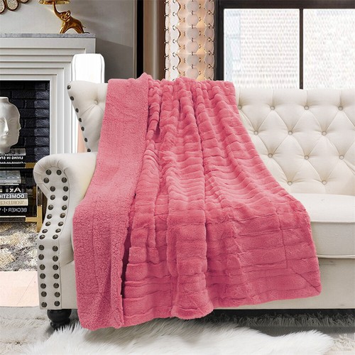Super Soft Mink Throw Blanket Striped Design Cozy Warm Lightweight Gift Idea - Image 268