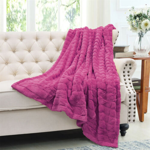 Super Soft Mink Throw Blanket Striped Design Cozy Warm Lightweight Gift Idea - Image 281