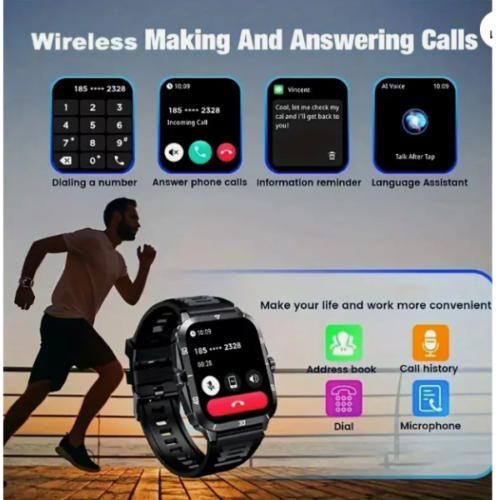 SMARTWATCH 1.96" 430mAh WATERPROOF BLUETOOTH Fitness for SAMSUNG/iPHONE for men - Image 11
