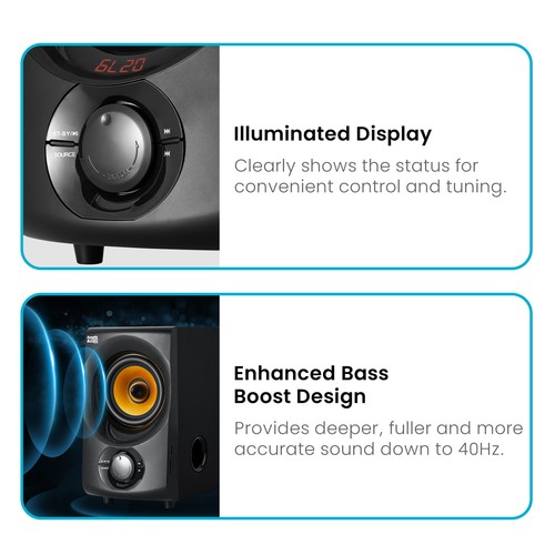 Acoustic Audio Home 2.1 Speaker System with Bluetooth/Optical/USB/Aux/SD Inputs - Image 8