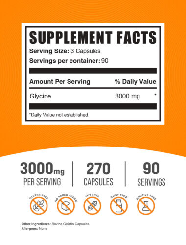 BulkSupplements Glycine Capsules - 3000 mg per serving - 270 ct - Image 3