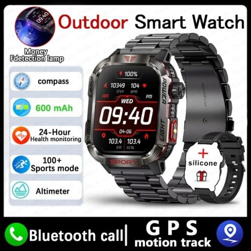 New For Huawei Xiaomi Military GPS Smart Watch Men Flashlight Compass Waterproof - Image 12