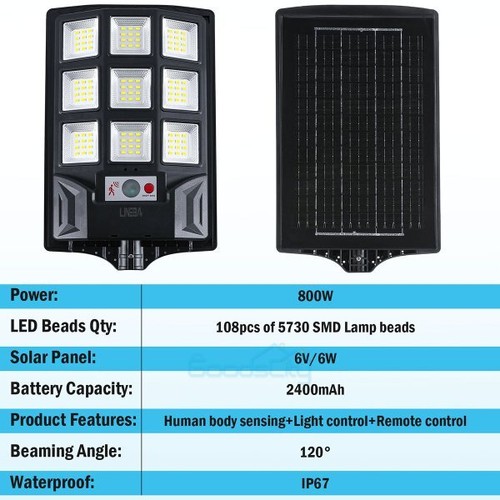 Commercial Solar Street Light Outdoor Dusk to Dawn For basketball court Garden - Image 110