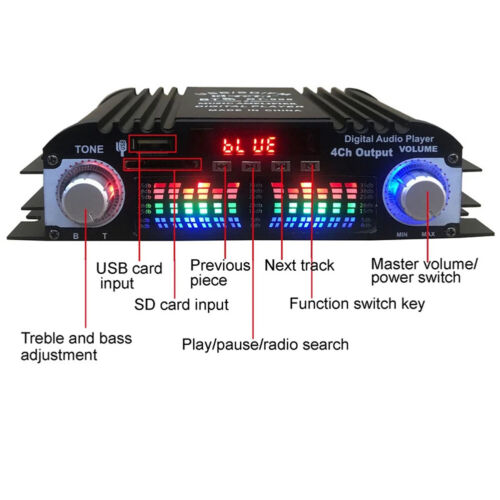 1600W 4Channel bluetooth Mini HIFI Power Amplifier Audio Stereo Amp Home Car FM - Image 12