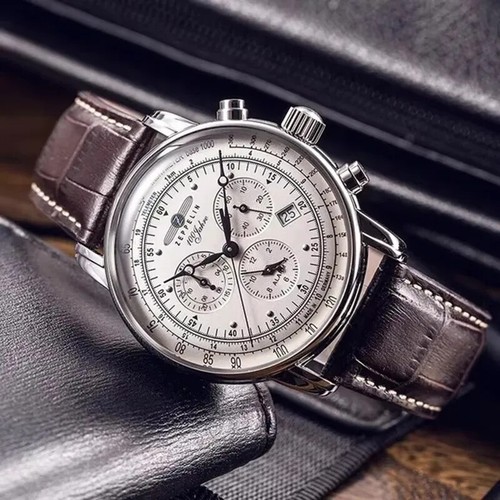 Mens Leather Band Fashion Luxury Zeppelin Airship Business Casual Men Watches - Image 15