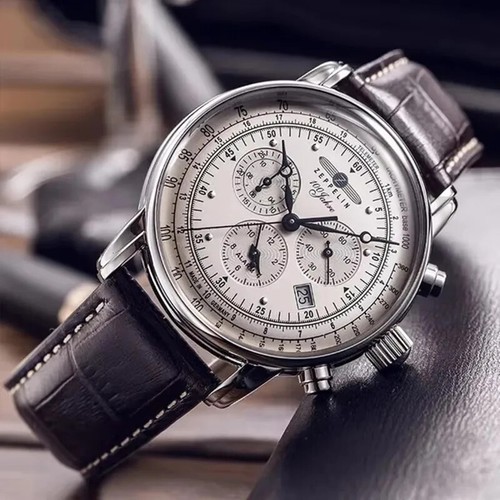 Mens Leather Band Fashion Luxury Zeppelin Airship Business Casual Men Watches - Image 21