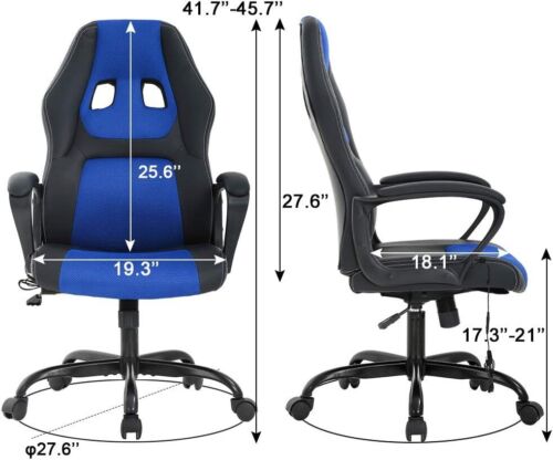 PC Gaming Chair Massage Office Chair Ergonomic Desk Chair Adjustable PU Leather - Image 15