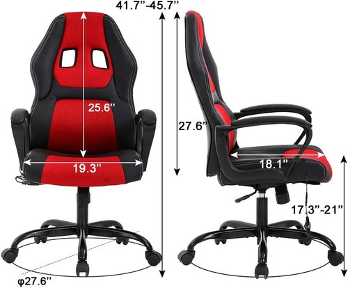 PC Gaming Chair Massage Office Chair Ergonomic Desk Chair Adjustable PU Leather - Image 30