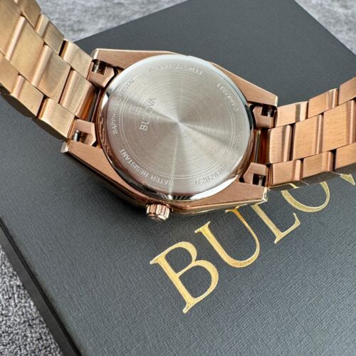 BULOVA WOMENS CLASSIC SURVEYOR ROSE GOLD DIAMOND GRAY DIAL WOMEN'S WATCH 97P156 - Image 4