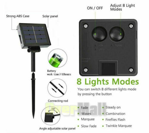 Solar Powered 50 LED String Light Garden Path Yard Decor Lamp Outdoor Waterproof - Image 12