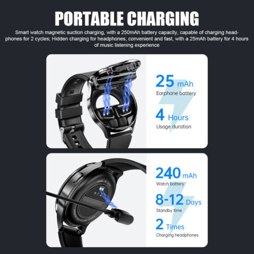 Smart Watch with Earbuds Men Smartwatch 2 in 1 Wireless Headset For iOS Android - Image 10