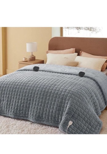 84" x 90" Electric Heated Plush Blanket Queen Size Dual Controllers 10 Heating.. - Image 2