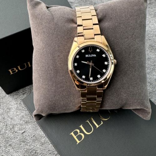 BULOVA WOMENS CLASSIC SURVEYOR ROSE GOLD DIAMOND GRAY DIAL WOMEN'S WATCH 97P156 - Image 2