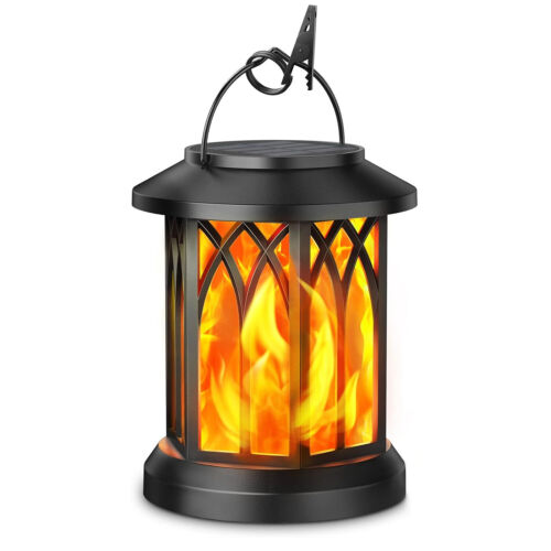 Flickering Flame Solar Lantern Hanging Light Outdoor Garden Tree Yard Decor Lamp - Image 2