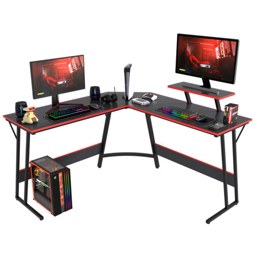 L Shaped Desk Corner Gaming Desk Computer Desk with Large Desktop Work Place - Image 2