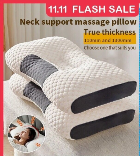 Neck Pillow Cervical Orthopedic Protect Household Help Massage Sleep 100% Cotton - Image 2