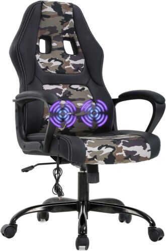 PC Gaming Chair Massage Office Chair Ergonomic Desk Chair Adjustable PU Leather - Image 2