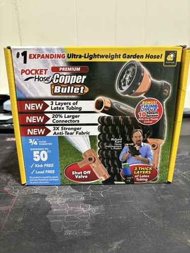 Pocket Hose Copper Bullet with Sprayer Expanding Garden Hose 50 ft Seen on TV - Image 2