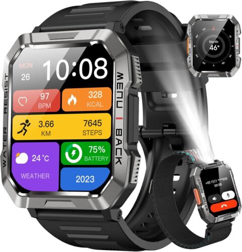 Smart Watch Military Tactical Men Sport Heart Rate Fitness Tracker Wristwatch US - Image 3