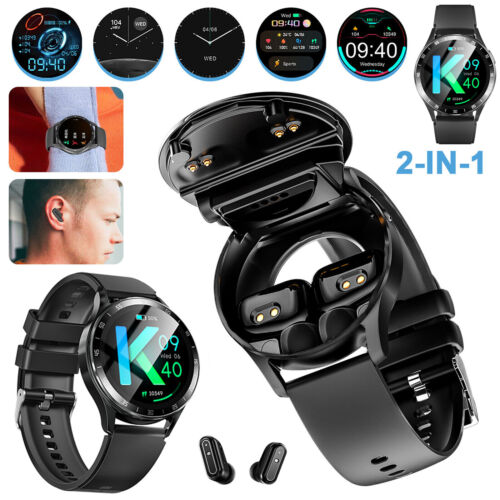 Smart Watch with Earbuds Men Smartwatch 2 in 1 Wireless Headset For iOS Android - Image 2