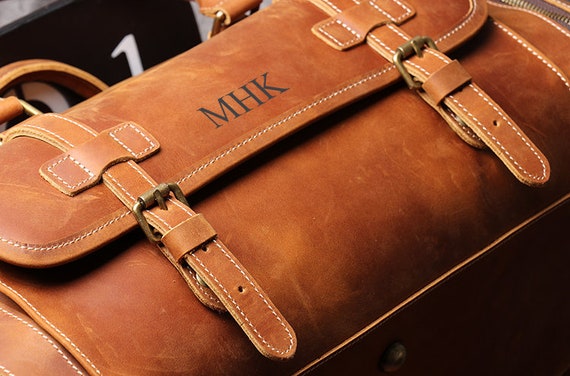 Personalized Mens Travel Bag, Full Grain Leather Duffel Bag, Monogrammed Duffle Bag, Weekend Luggage Bag,Unique Christmas Gifts,Carry-on Bag - Image 7