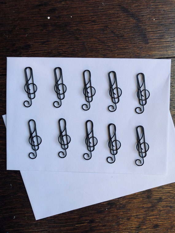 Set of 10 quality music musical treble clef coloured metal paper clips for stationary, cards, pictures, scrapbooking, art projects. - Image 8