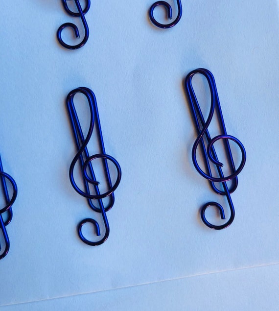 Set of 10 quality music musical treble clef coloured metal paper clips for stationary, cards, pictures, scrapbooking, art projects. - Image 2
