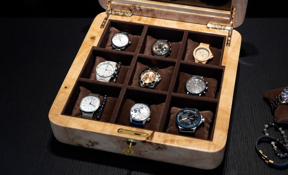 Mapa Burl Wood Watch Box: 9-Slot Luxury Watch Organizer - Image 5