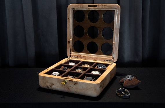 Mapa Burl Wood Watch Box: 9-Slot Luxury Watch Organizer - Image 3
