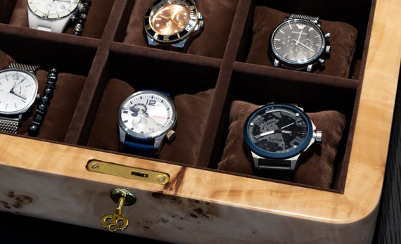 Mapa Burl Wood Watch Box: 9-Slot Luxury Watch Organizer - Image 7