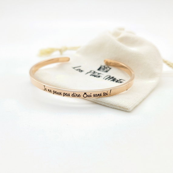 Flat bangle bracelet to personalize with engraving, Gift for Mom, Godmother, Birth, Bridesmaid jewelry, EVJF, Mother's Day gift - Image 4