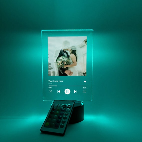 Custom Personalized Photo Song Framed Lyrics Music Album Cover Picture LED 16 Colors Light Up Stand Anniversary Wedding, Couple, Family Gift - Image 4