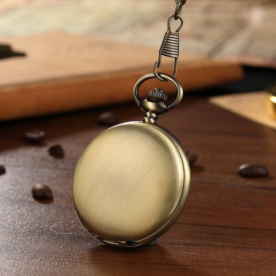Engraved Bronze Pocket Watch: Steampunk Style Groomsmen Gift - Image 8