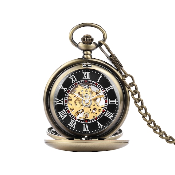 Engraved Bronze Pocket Watch: Steampunk Style Groomsmen Gift - Image 7